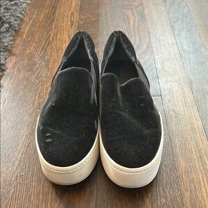 Black and White Sneakers with Slip-On Design and Thick Sole